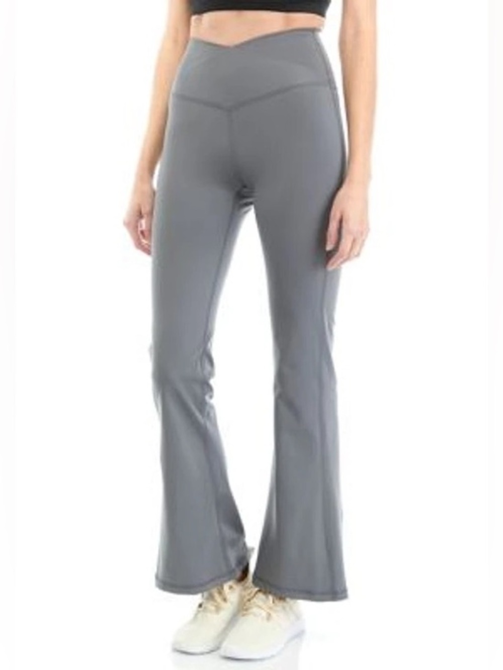 4/$20 Yogalicious Lux Willow Crossover Flare Yoga Pants Gray XS